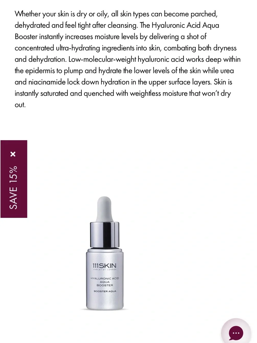 111SKIN Hyaluronic Acid Aqua Booster Serum - Silver